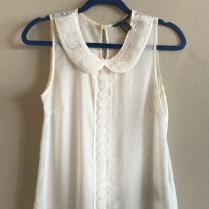 H&M Sheer White Peter Pan Collar Blouse Size S Fit